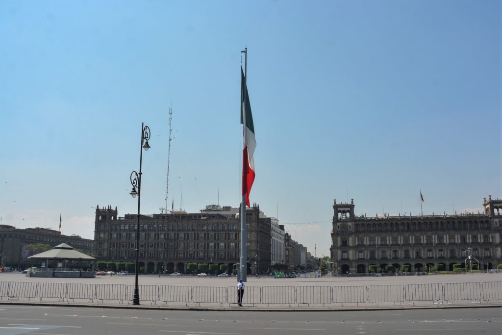 Zócalo Capitalino in Mexico City’s historic center is almost empty during the afternoon of April 6.Photo: Medios y Media/Getty Images