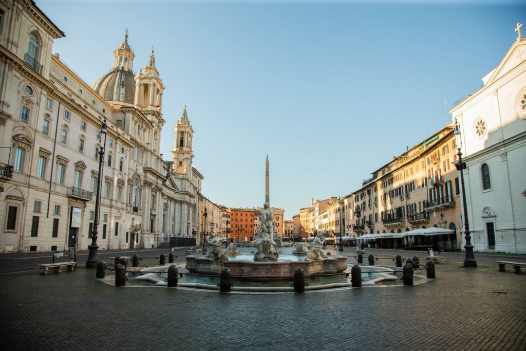 A deserted Piazza Navona on April 1 in Rome, during the third week after the Italian government mandated a nationwide lockdown.Photo: Ernesto Ruscio/Getty Images